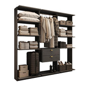 Guarda-Roupas Closet Modulado Alasca One 180cm 3 Peças com 2 Gavetas e Cabideiros Preto Touch Carraro
