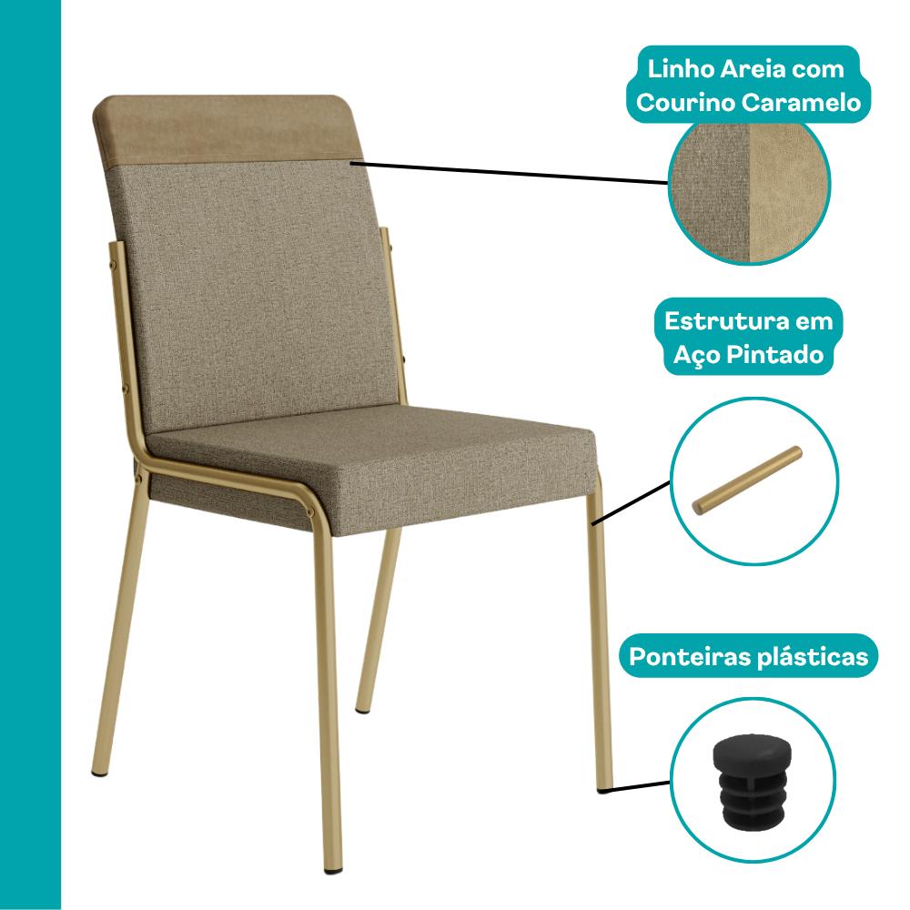 Conjunto Sala de Jantar 4 Cadeiras Georgia Carraro Dourada