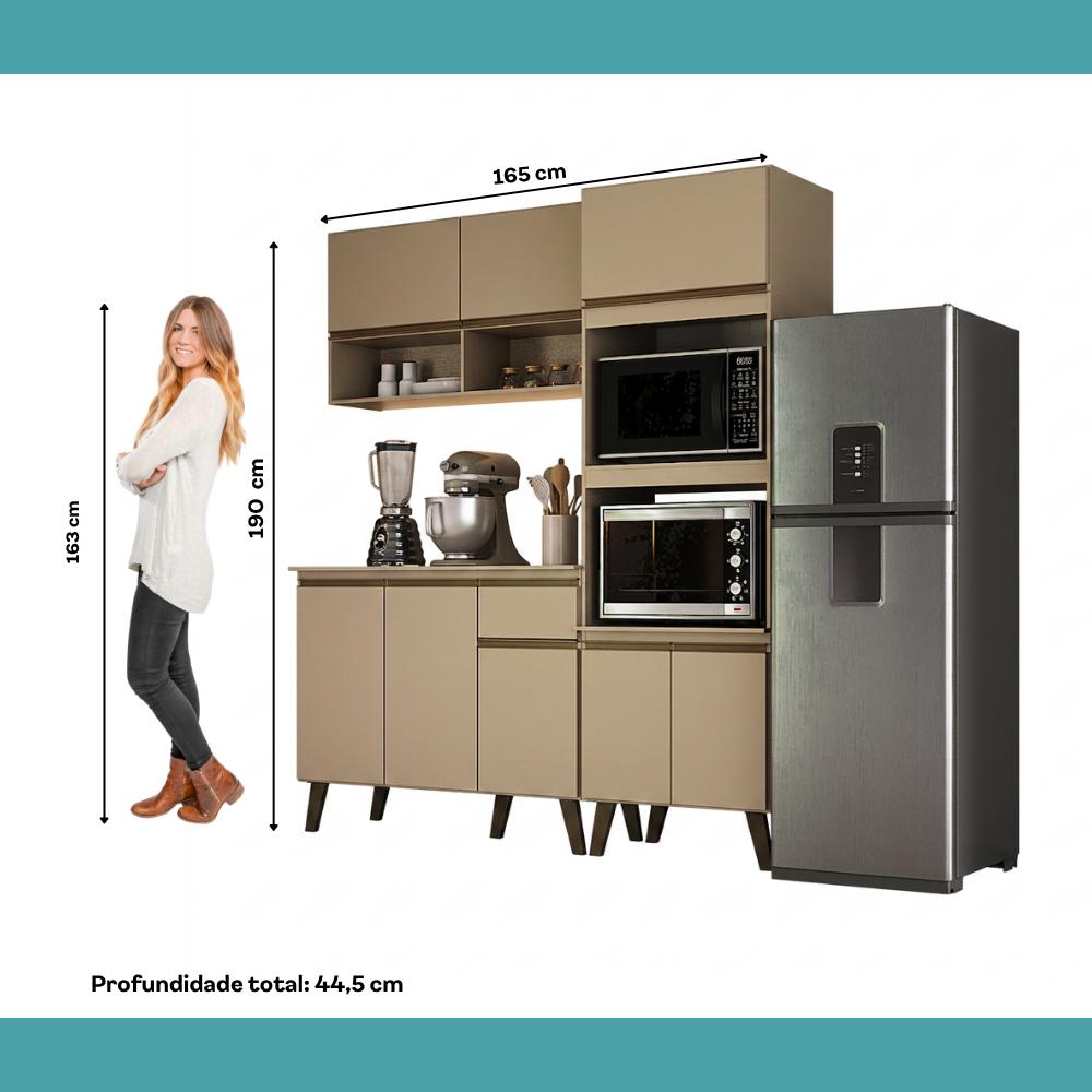 Armário de Cozinha Compacta Atlanta Skyline Carraro Amêndoa