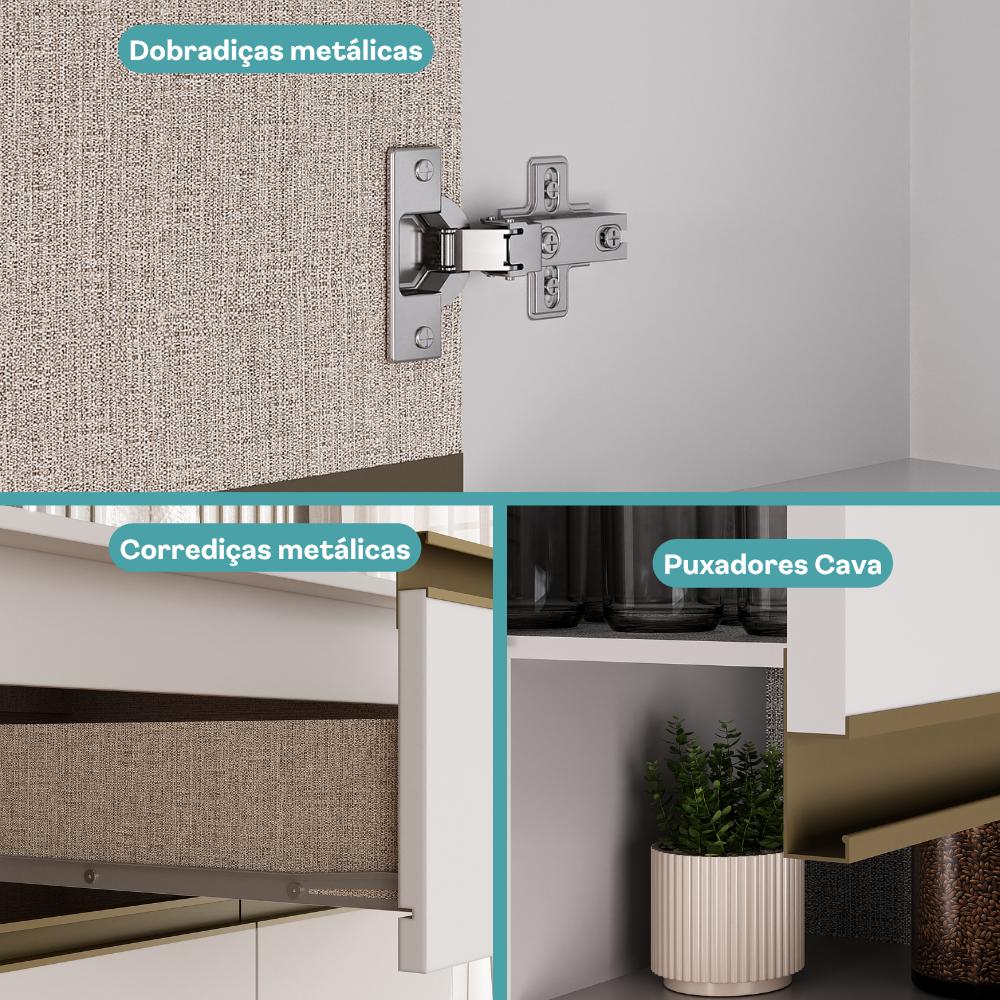 Armário de Cozinha Compacta Atlanta Gallery Slay Carraro Branco