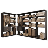 Guarda-Roupas Closet Modulado Alasca 360cm 6 Peças com 4 Gavetas e Cabideiros Preto Touch Carraro