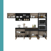 Armário de Cozinha Completa Atlanta Flux com Vidro Carraro Preto Touch