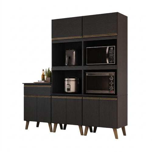 Armário de Cozinha Compacta Atlanta Contour Carraro Preto Touch