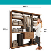 Guarda-Roupas Closet Modulado Alasca One 180cm 3 Peças com 2 Gavetas e Cabideiros Freijó Carraro