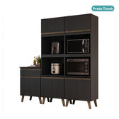 Armário de Cozinha Compacta Atlanta Contour Carraro Preto Touch