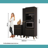 Armário de Cozinha Compacta Atlanta Brix Carraro Preto Touch