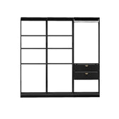 Guarda-Roupas Closet Modulado Alasca Duo 180cm 3 Peças com 2 Gavetas e Cabideiros Preto Touch Carraro