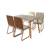 Conjunto Sala de Jantar 4 Cadeiras Tulipa Carraro Off White Rosê