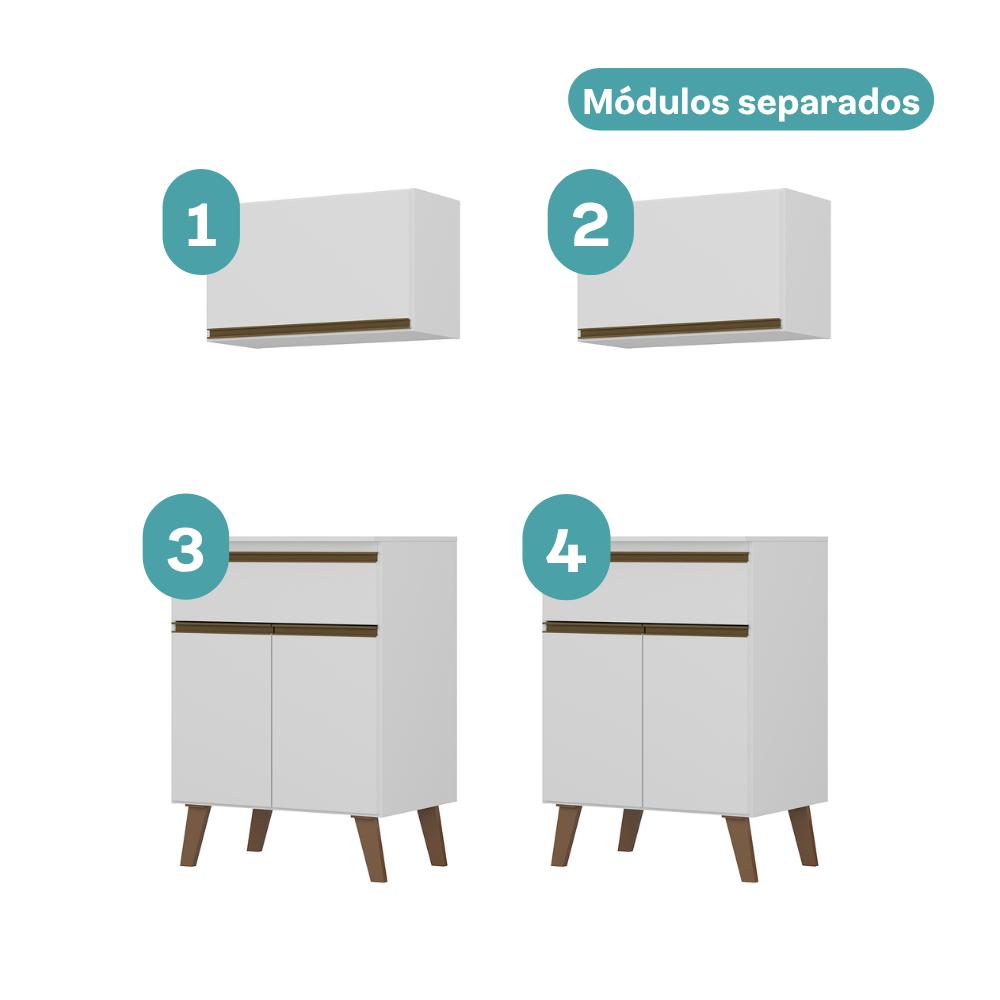 Armário de Cozinha Completa Atlanta Grid Carraro Branco