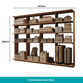 Guarda-Roupas Closet Modulado Alasca 240cm 4 Peças com 12 Prateleiras Freijó Carraro