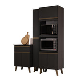 Armário de Cozinha Compacta Atlanta Brix Carraro Preto Touch