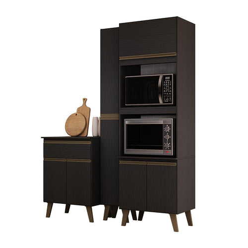Armário de Cozinha Compacta Atlanta Brix Carraro Preto Touch