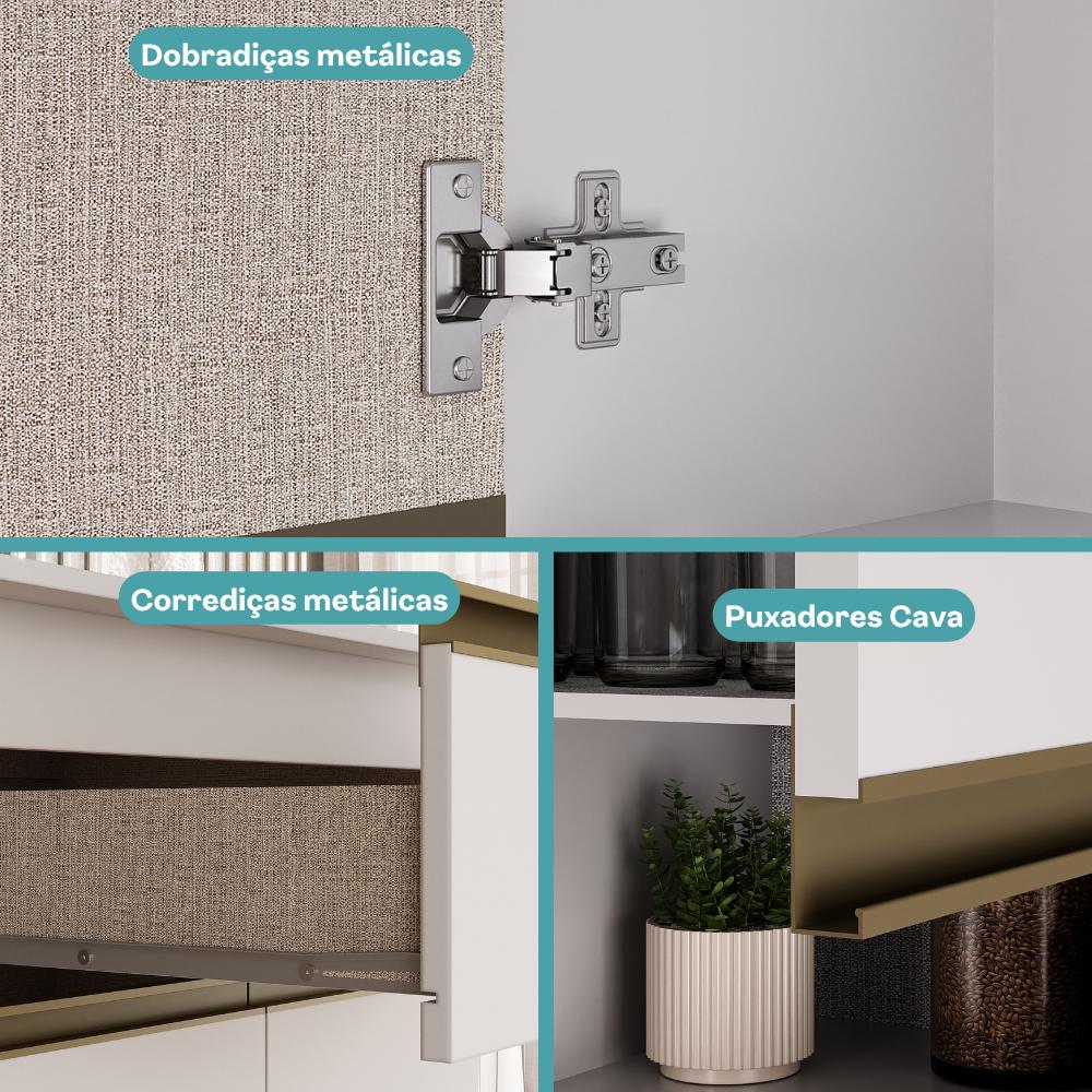 Armário de Cozinha Completa Atlanta Grid Carraro Branco