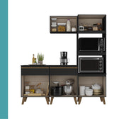 Armário de Cozinha Compacta Atlanta Onyx Carraro Preto Touch