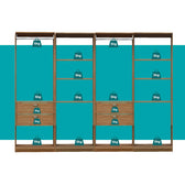 Guarda-Roupas Closet Modulado Alasca 240cm 4 Peças com 4 Gavetas e Cabideiros Freijó Carraro