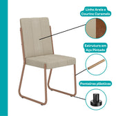 Conjunto Sala de Jantar 6 Cadeiras Tulipa Carraro Off White Rosê