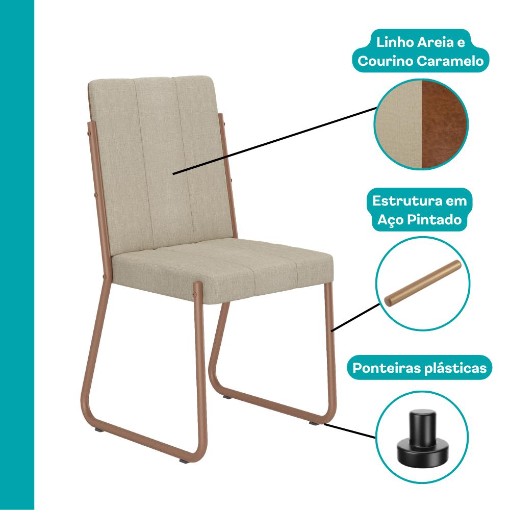Conjunto Sala de Jantar 6 Cadeiras Tulipa Carraro Off White Rosê