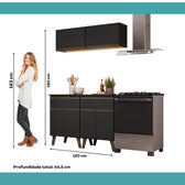 Armário de Cozinha Compacta Atlanta Axis Carraro Preto Touch