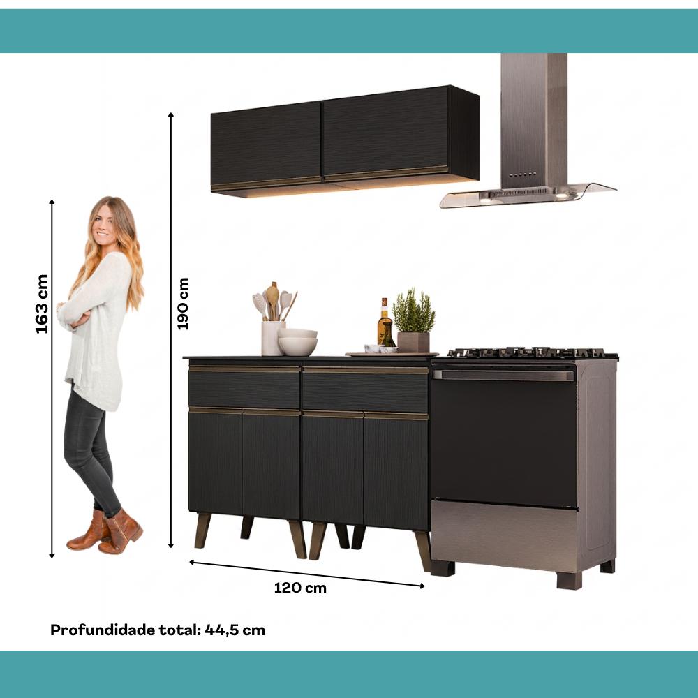 Armário de Cozinha Compacta Atlanta Axis Carraro Preto Touch
