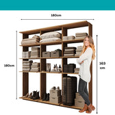 Guarda-Roupas Closet Modulado Alasca 180cm 3 Peças com 9 Prateleiras Freijó Carraro