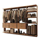 Guarda-Roupas Closet Modulado Alasca 240cm 4 Peças com 6 Gavetas e Cabideiros Freijó Carraro