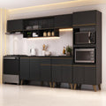 Armário de Cozinha Completa Atlanta Flux com Vidro Carraro Preto Touch