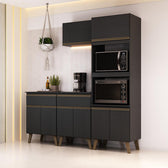 Armário de Cozinha Compacta Atlanta Onyx Carraro Preto Touch