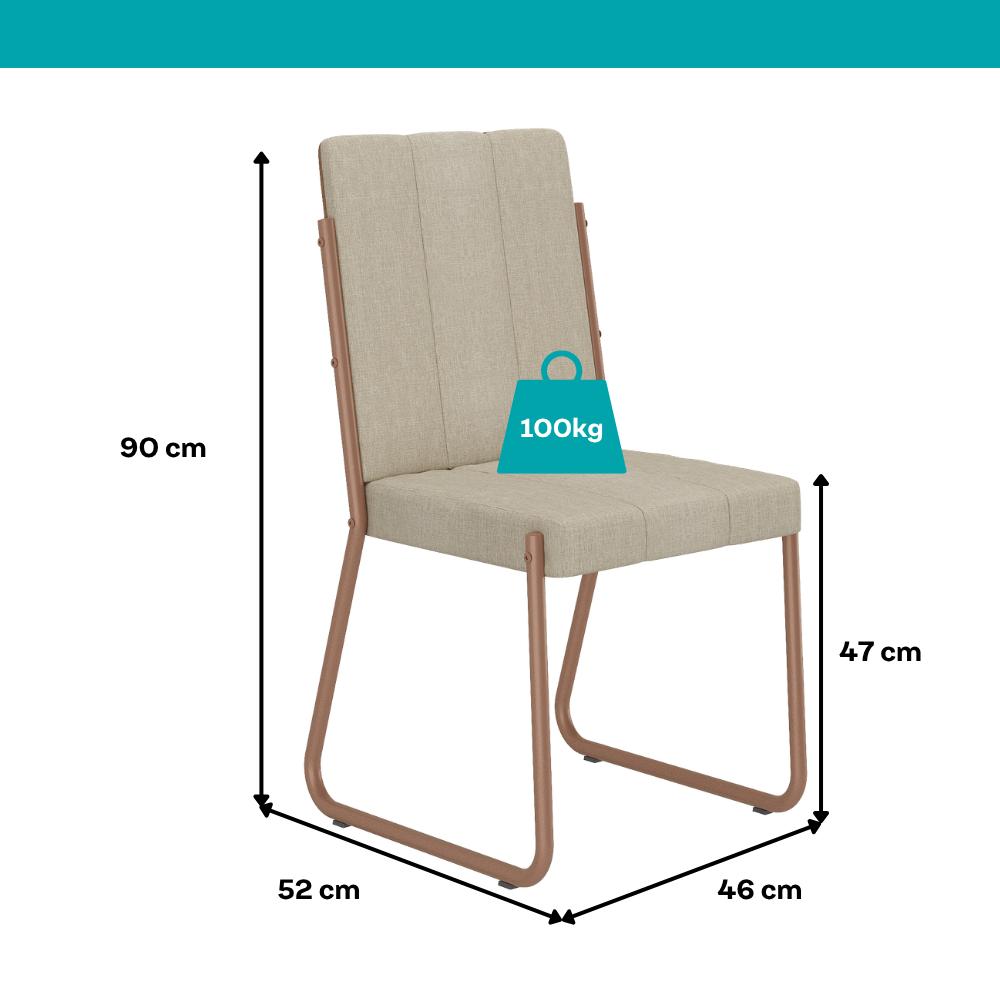 Conjunto Sala de Jantar 6 Cadeiras Tulipa Carraro Off White Rosê