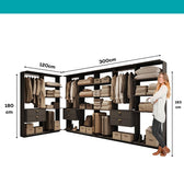 Guarda-Roupas Closet Modulado Alasca 420cm 7 Peças com 6 Gavetas e Cabideiros Preto Touch Carraro